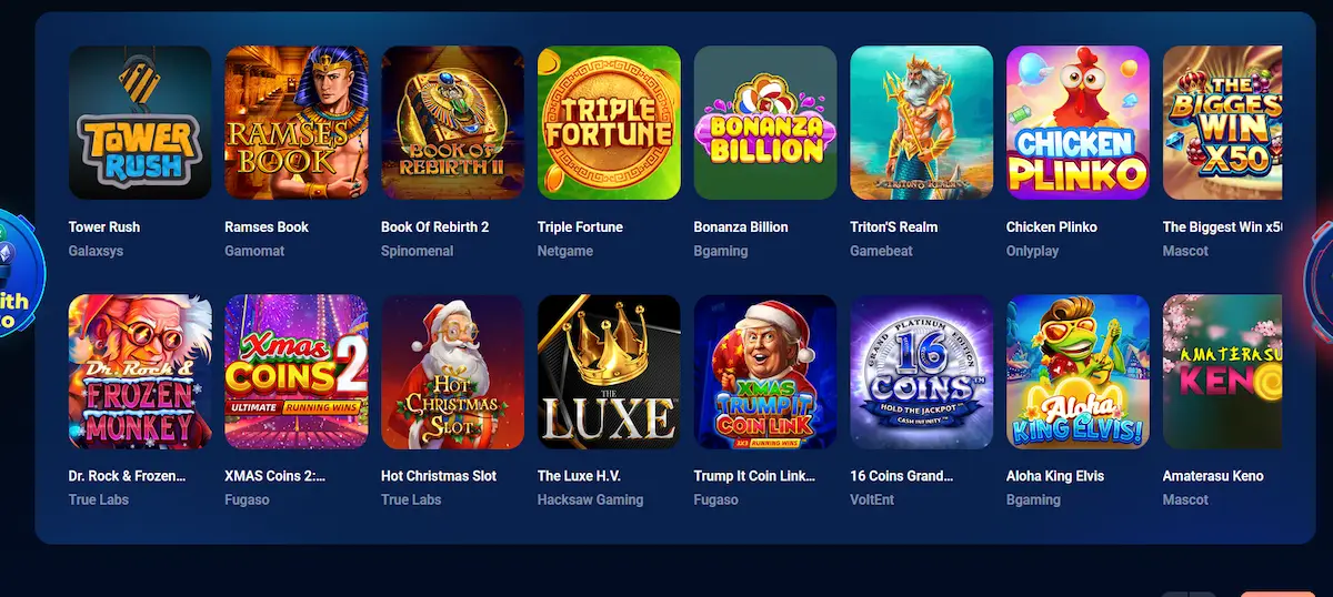 Výherní automaty Azurslot Casino od poskytovatelů Galaxsys, Gamomat a Bgaming